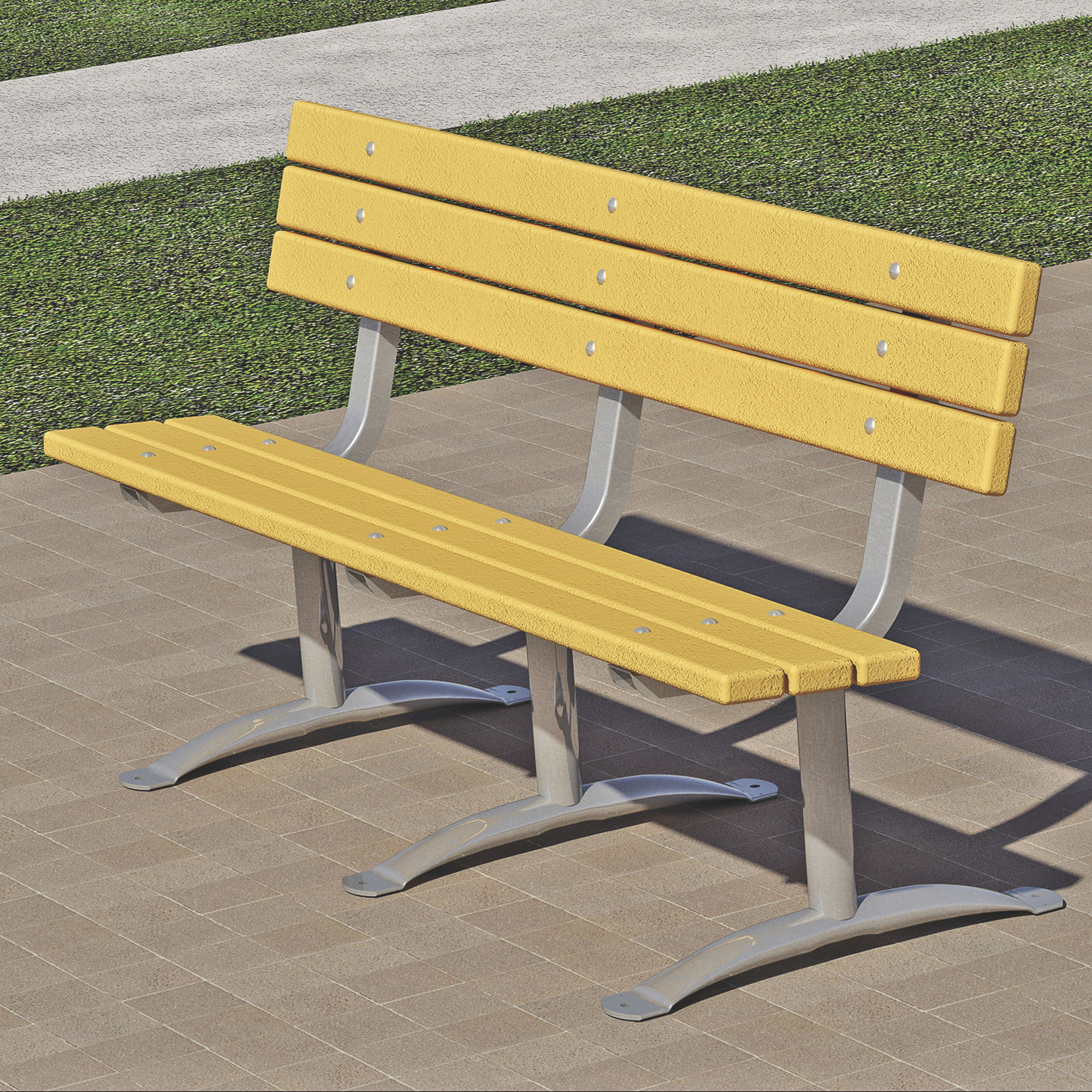 Pilot Rock Recycled Plastic Park Bench, Cedar, 6ft., Model# PCXB3/G-6PC24